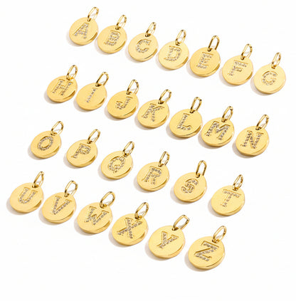 Round Initial with Cubic Zirconia Charm