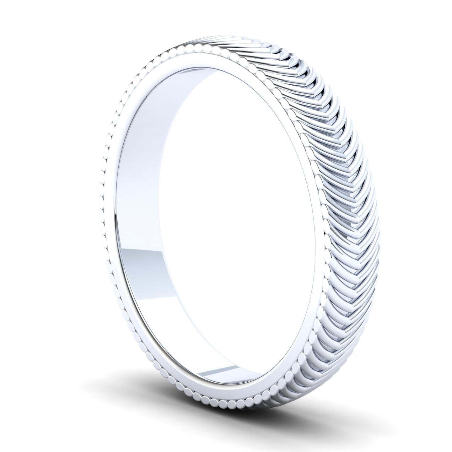 Men's Wedding Band: 925 Sterling Silver Herringbone