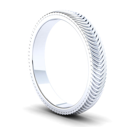 Men's Wedding Band: 925 Sterling Silver Herringbone