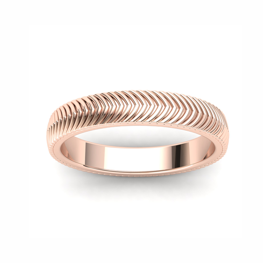 Men's Wedding Band: 9ct Rose Gold Herringbone