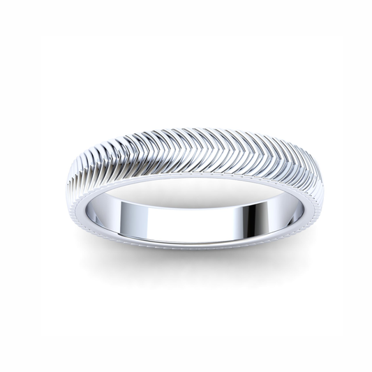 Men's Wedding Band: 925 Sterling Silver Herringbone