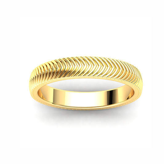 Men's Wedding Band: 9ct Yellow Gold Herringbone