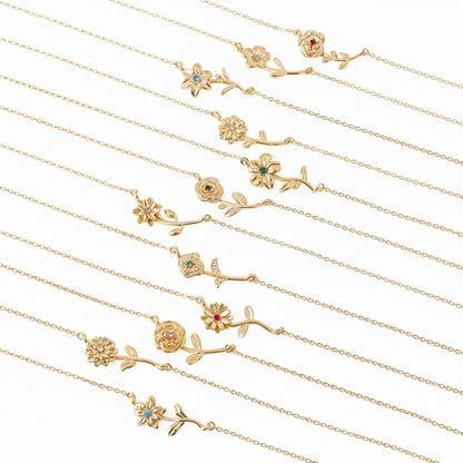 Birthflower and Birthstone Necklace