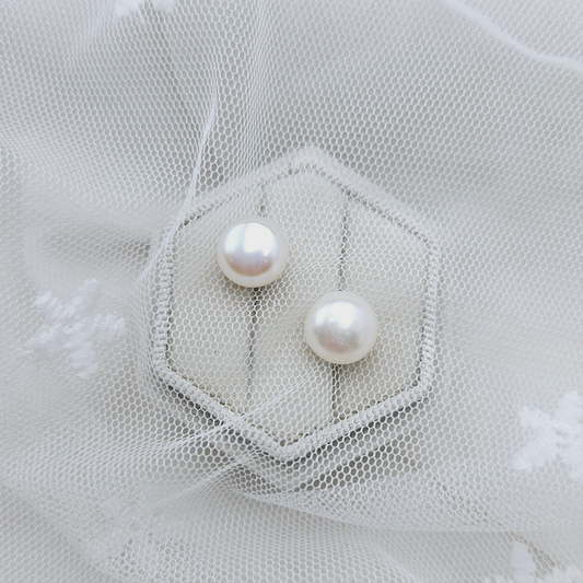 White Pearl Stud Earrings - 10mm