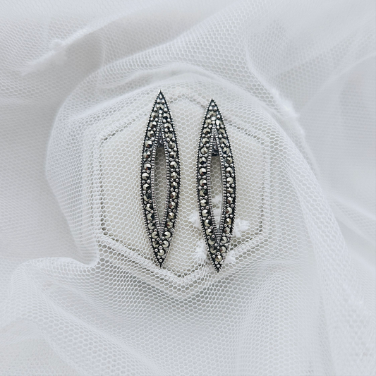 Marcasite Pointed Stud Earrings