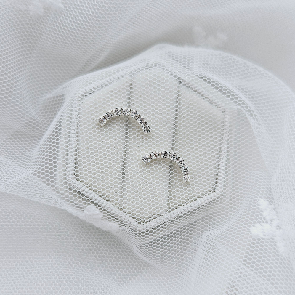 White Cubic Rainbow Stud Earrings