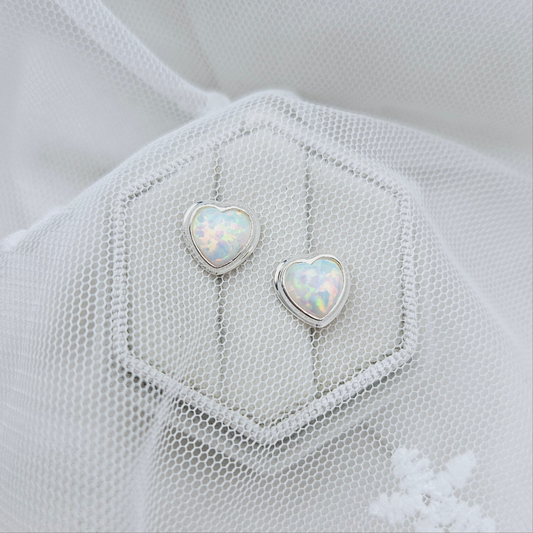 Heart Opal Stud Earrings