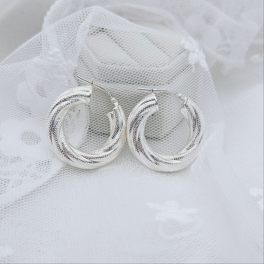 Twisted Hoop Earrings with Texture