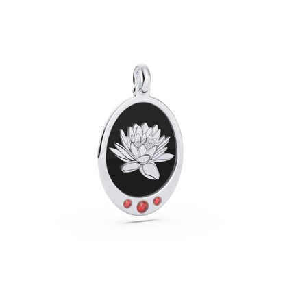 Oval Birth Flower Necklace with Birthstones