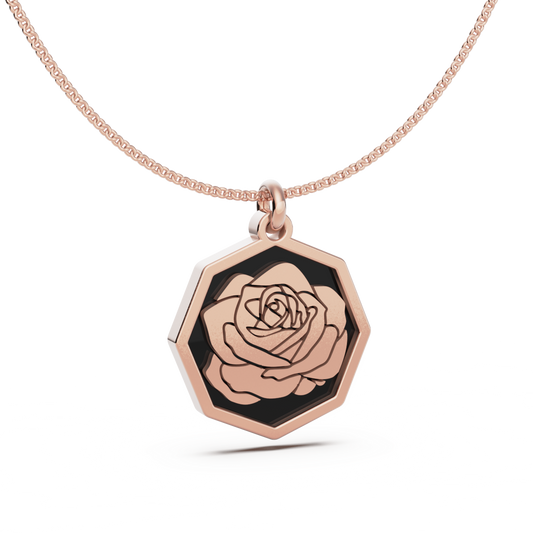 June (Rose) Birth Flower Octagon Pendant - 9ct Rose Gold