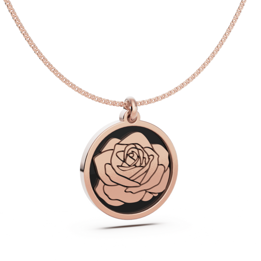 June (Rose) Birth Flower Round Pendant - 9ct Rose Gold