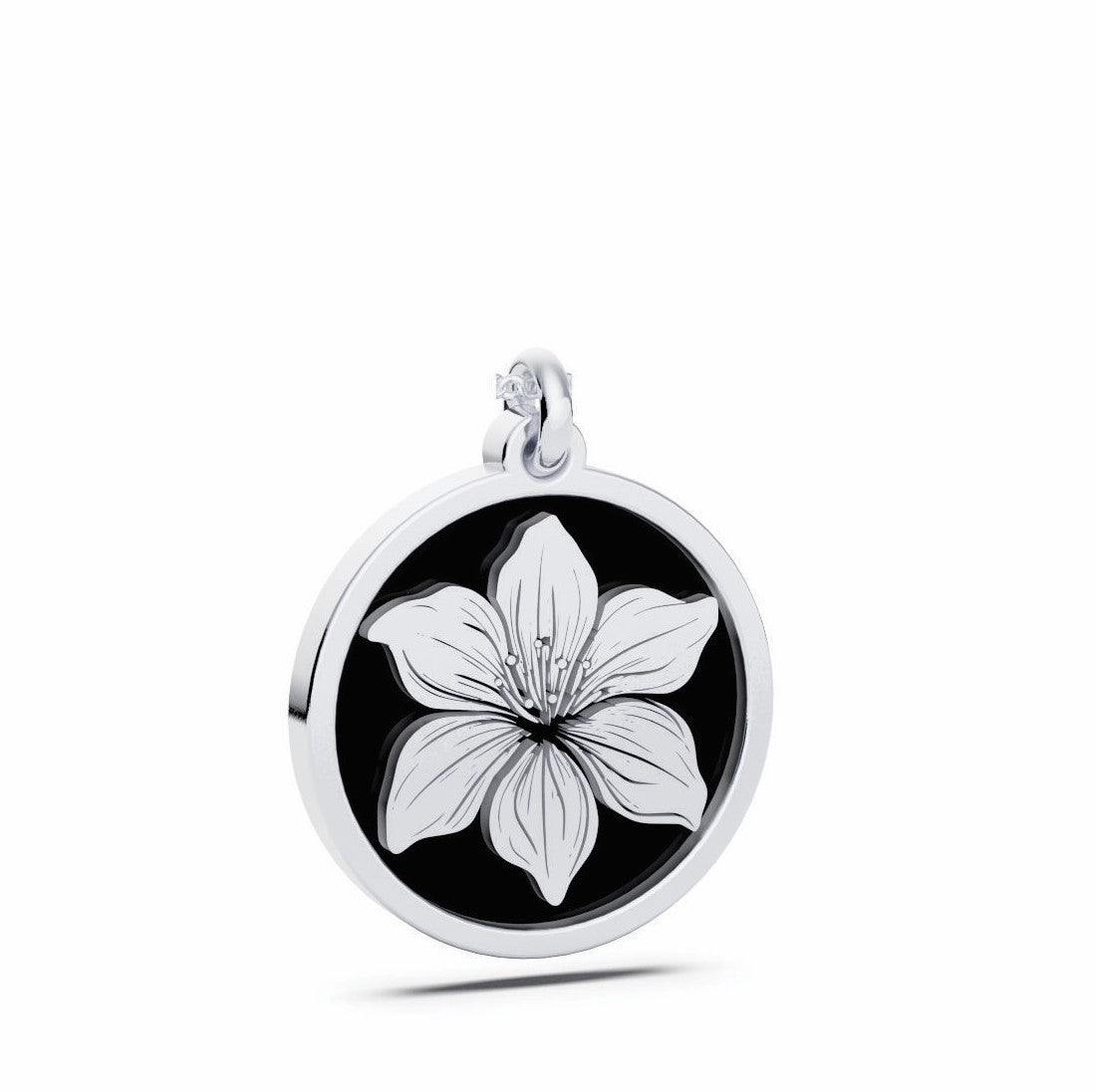May (Amaryllis Lily) Birth Flower Round Pendant - 925 Silver