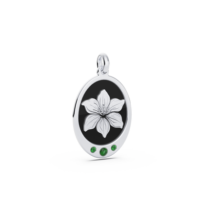 Oval Birth Flower Necklace with Birthstones