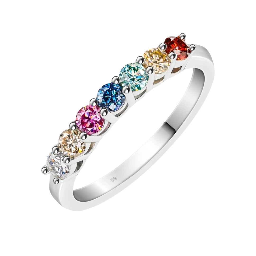 Rainbow Moissanite Ring