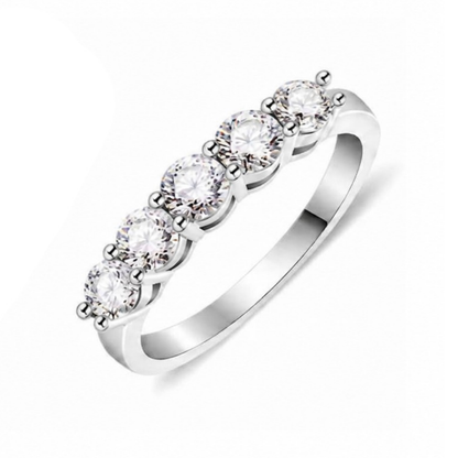Moissanite Stack Rings — Round Cut 925 Silver