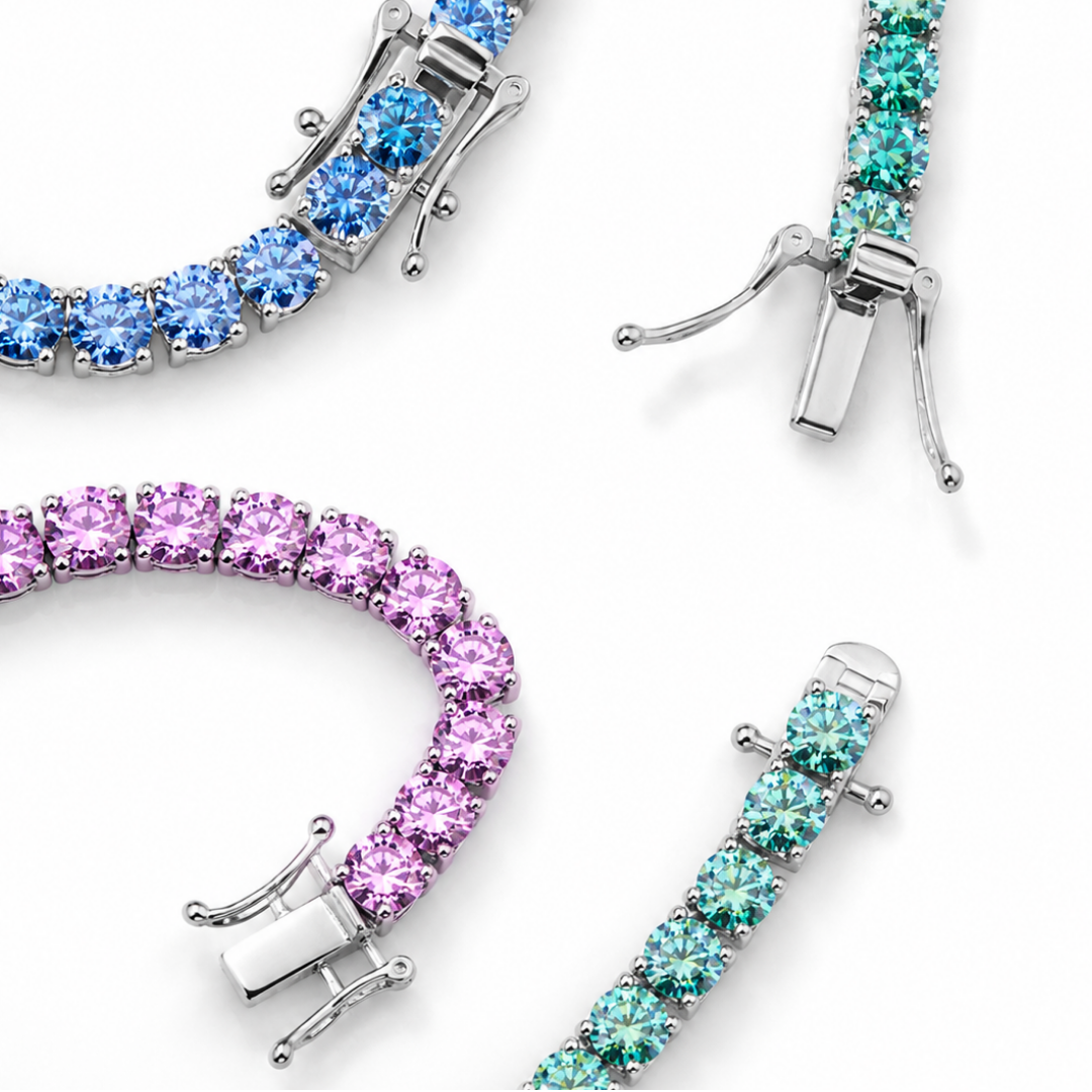 Moissanite Tennis Necklace - Blue