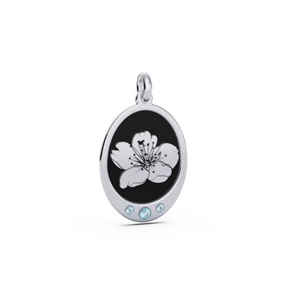 Oval Birth Flower Necklace with Birthstones