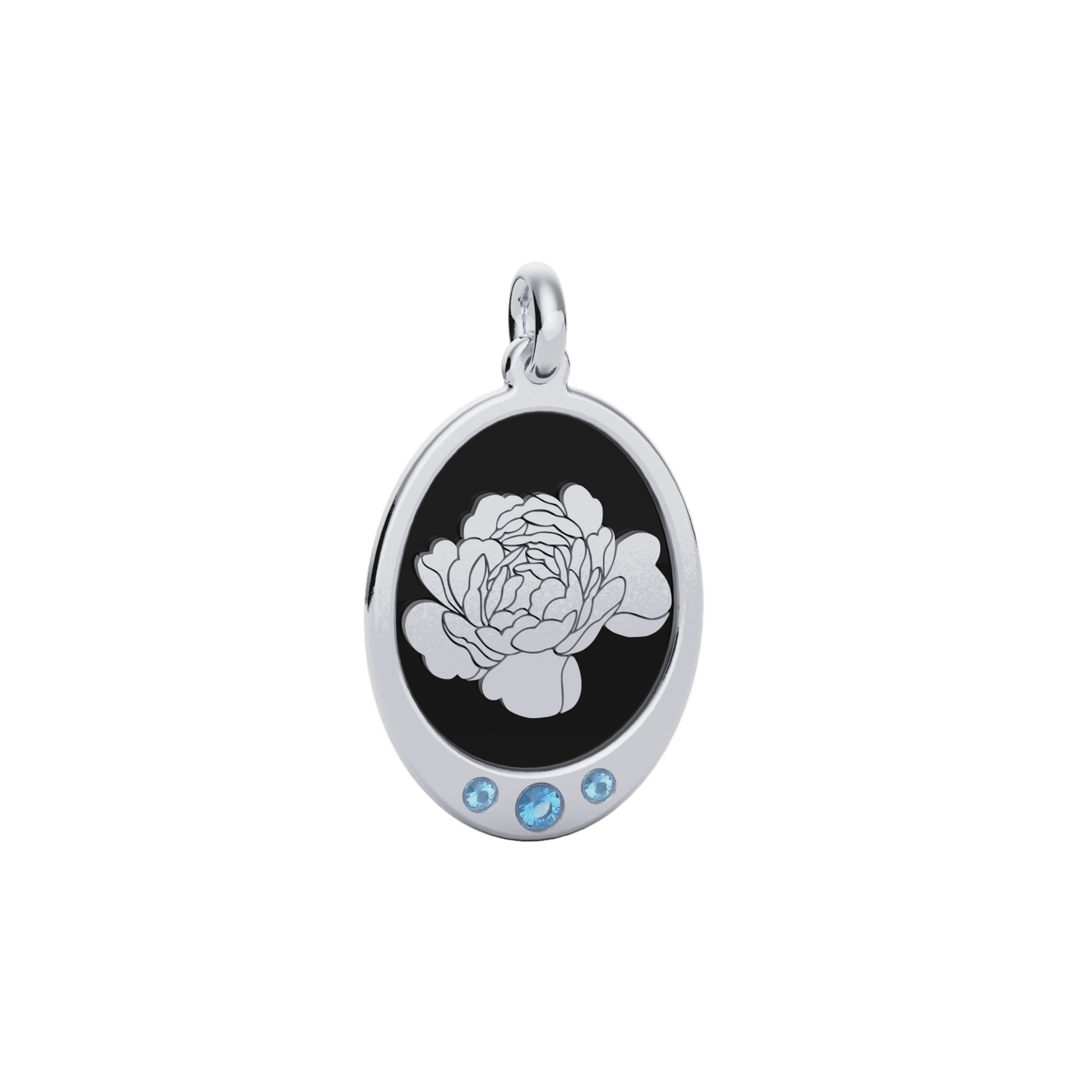 Oval Birth Flower Necklace with Birthstones