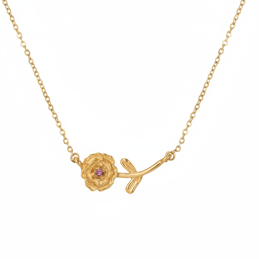 Birthflower and Birthstone Necklace
