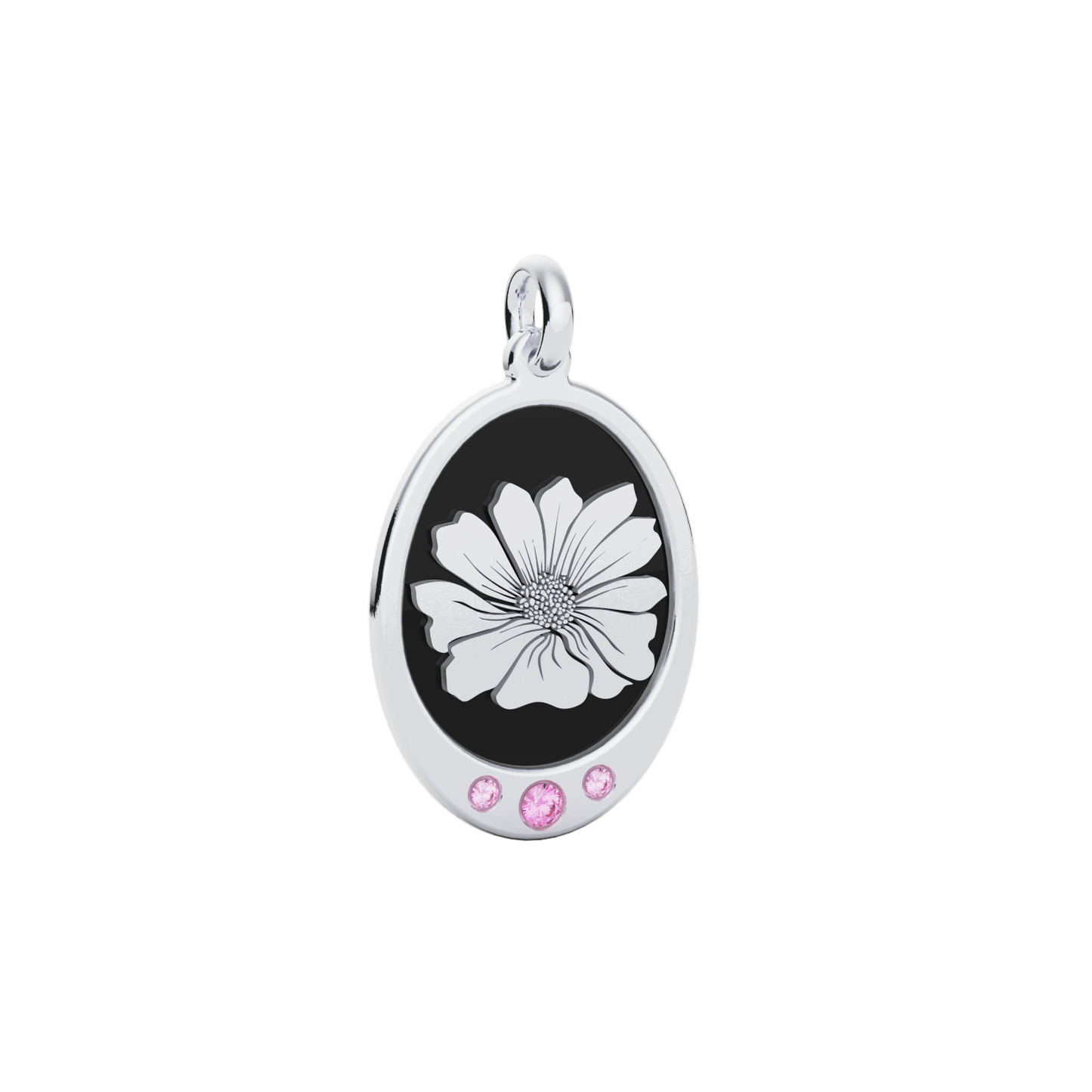 Oval Birth Flower Necklace with Birthstones