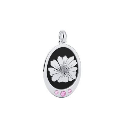 Oval Birth Flower Necklace with Birthstones