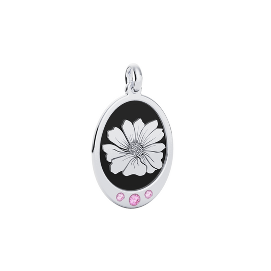 Oval Birth Flower Necklace with Birthstones