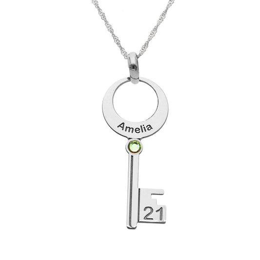 21st Birthday Key- Sterling Silver