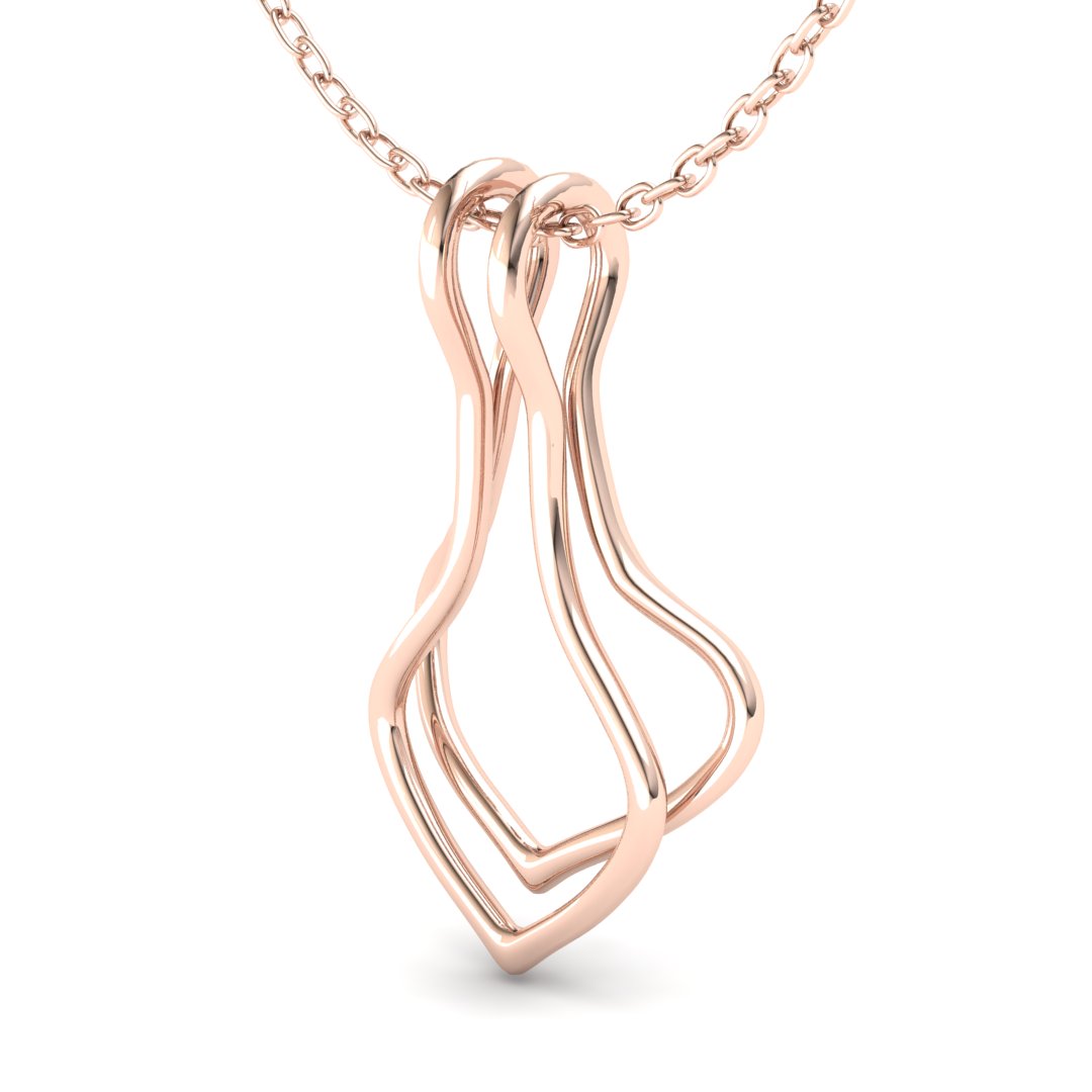 Ring Holder Double Wire Pendant - 9ct Rose Gold