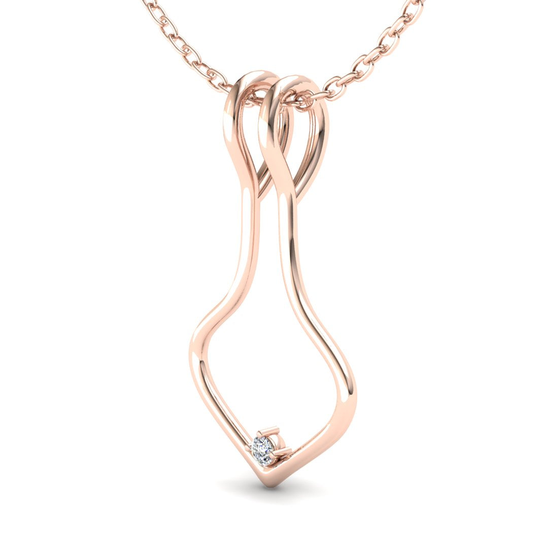 Ring Holder Single Wire Pendant - 9ct Rose Gold with White Stone