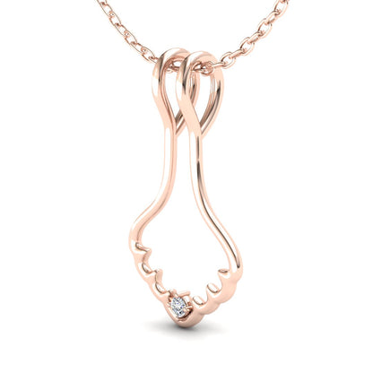 Ring Holder Arched Pendant - 9ct Rose Gold with White Stone