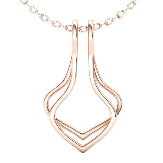 Ring Holder Double Wire Pendant - 9ct Rose Gold