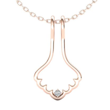 Ring Holder Arched Pendant - 9ct Rose Gold with White Stone