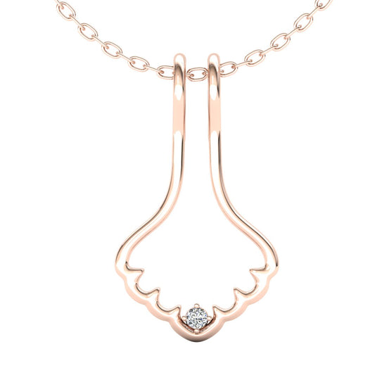 Ring Holder Arched Pendant - 9ct Rose Gold with White Stone