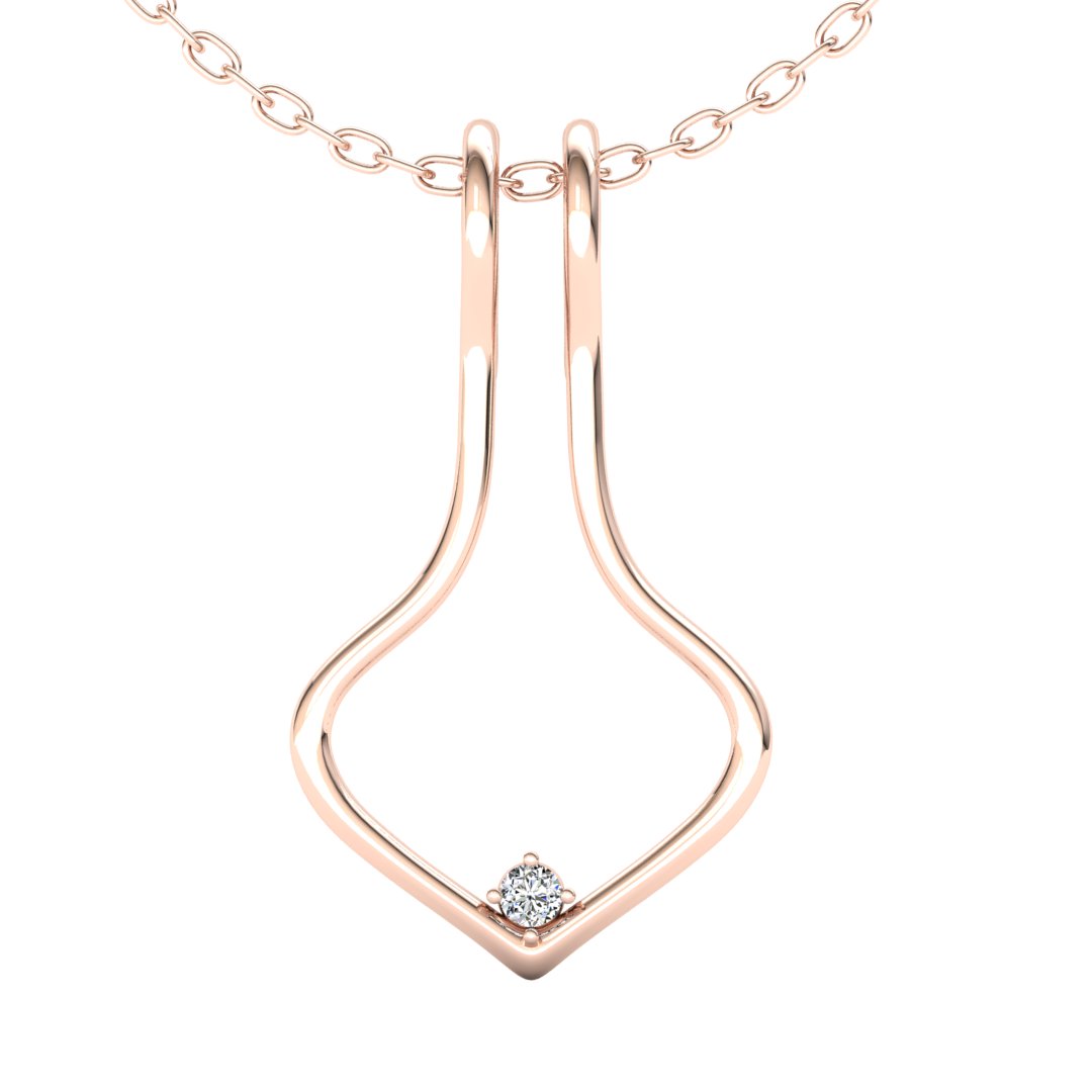 Ring Holder Single Wire Pendant - 9ct Rose Gold with White Stone