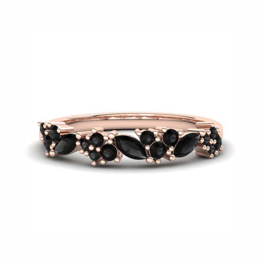 Bluebell Eternity Ring: 9ct Rose Gold with Black Stones