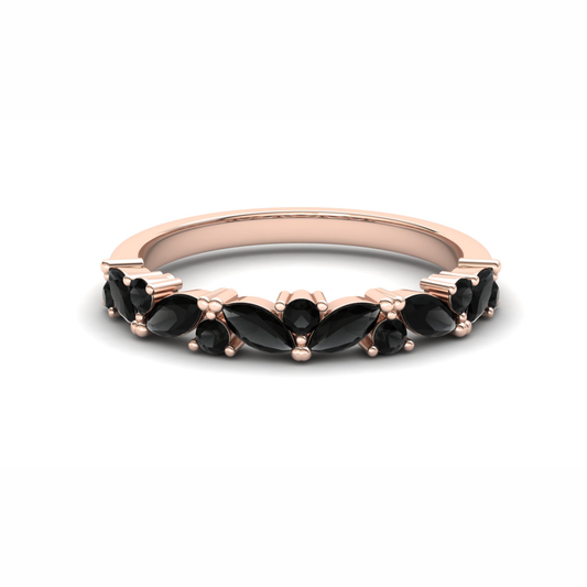 Violet Eternity Ring: 9ct Rose Gold with Black Stones