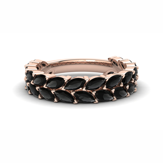 Tulip Eternity Ring: 9ct Rose Gold with Black Stones