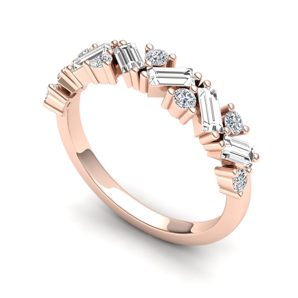 9ct Gold Lily Stack Ring - White Stones