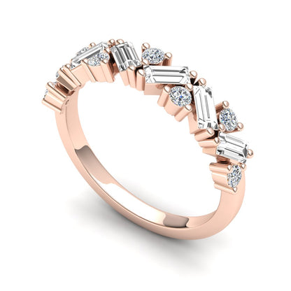9ct Gold Lily Stack Ring - White Stones