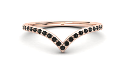 9ct Gold Heather Stack Ring - Black Stones