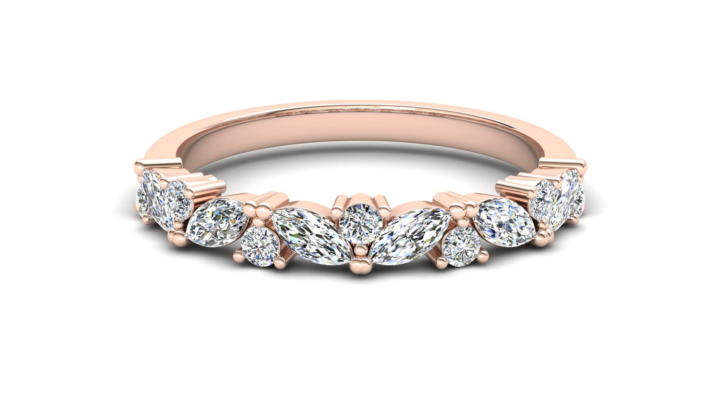 9ct Gold Violet Stack Ring - White Stones