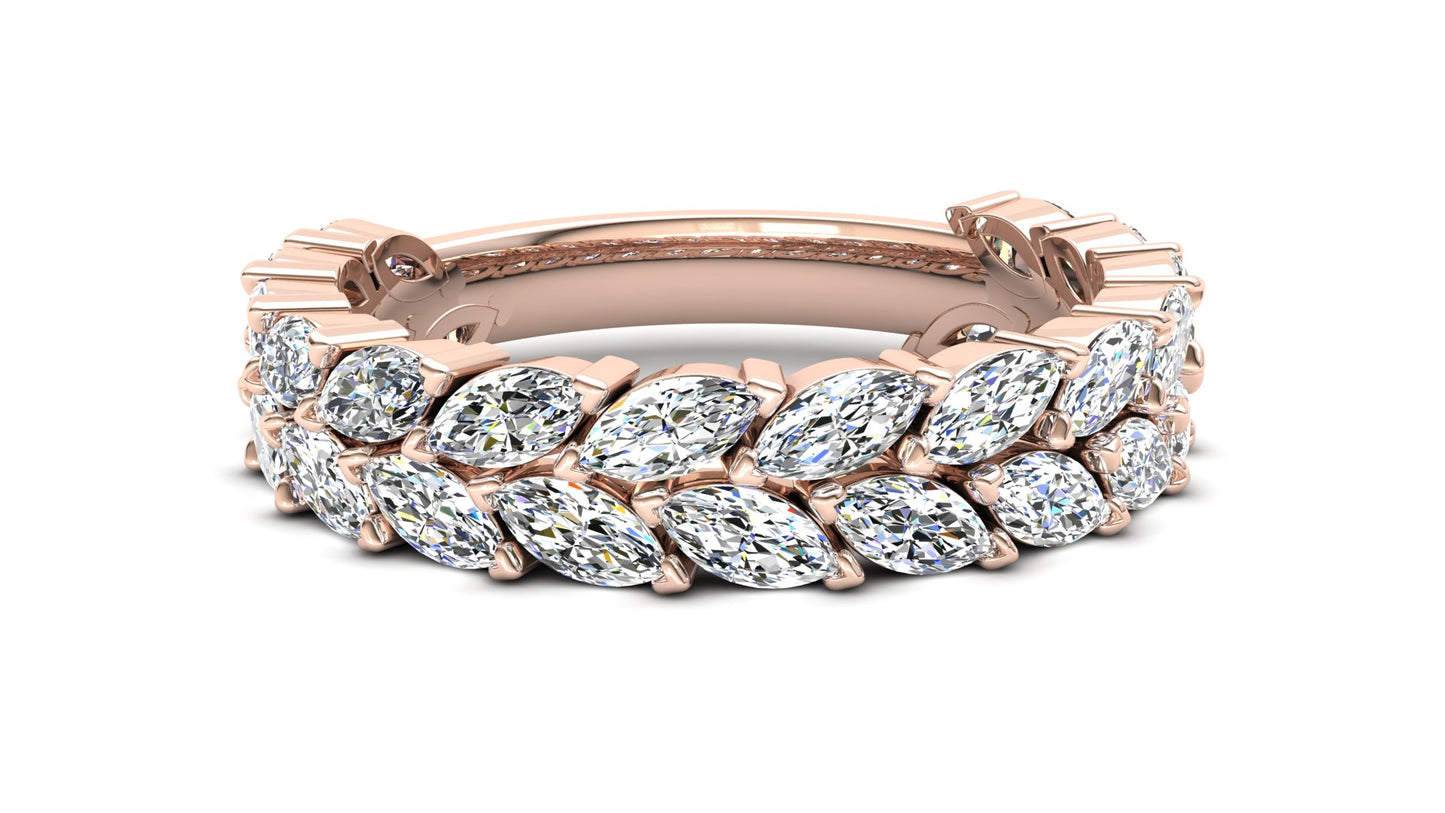 9ct Gold Tulip Stack Ring - White Stones