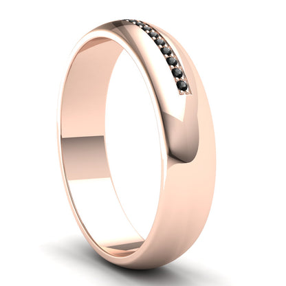 Men's Wedding Band: 9ct Rose Gold Recessed Pavé Band with 18 x 1mm Black Moissanites