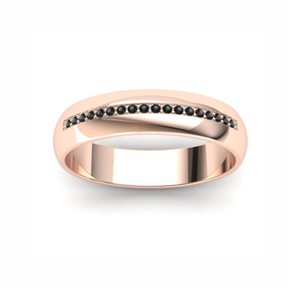 Men's Wedding Band: 9ct Rose Gold Recessed Pavé Band with 18 x 1mm Black Moissanites