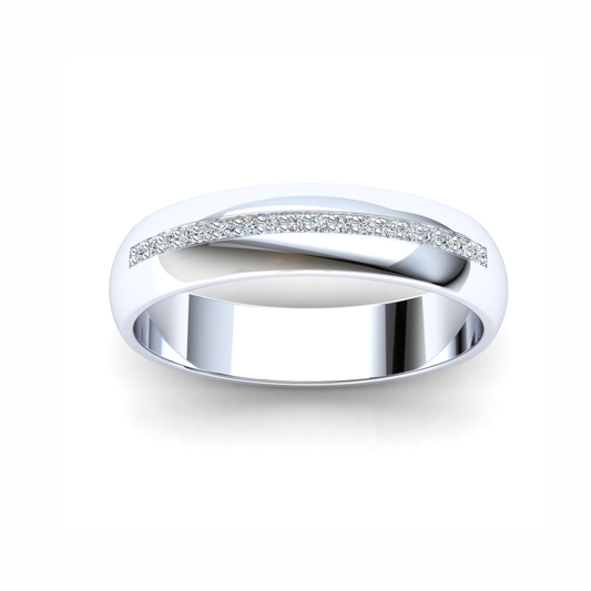 Men's Wedding Band: 925 Sterling Silver Recessed Pavé Band with 18 x 1mm White Moissanites