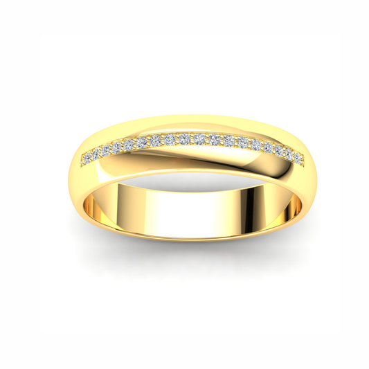 Men's Wedding Band: 9ct Yellow Gold Recessed Pavé Band with 18 x 1mm White Moissanites