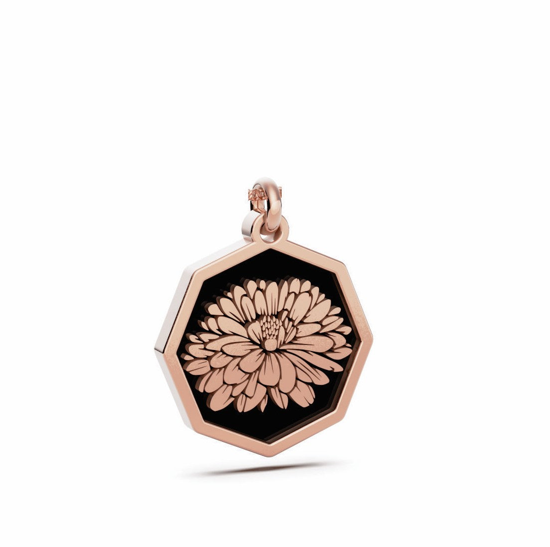 September (Aster) Birth Flower Octagon Pendant - 9ct Rose Gold