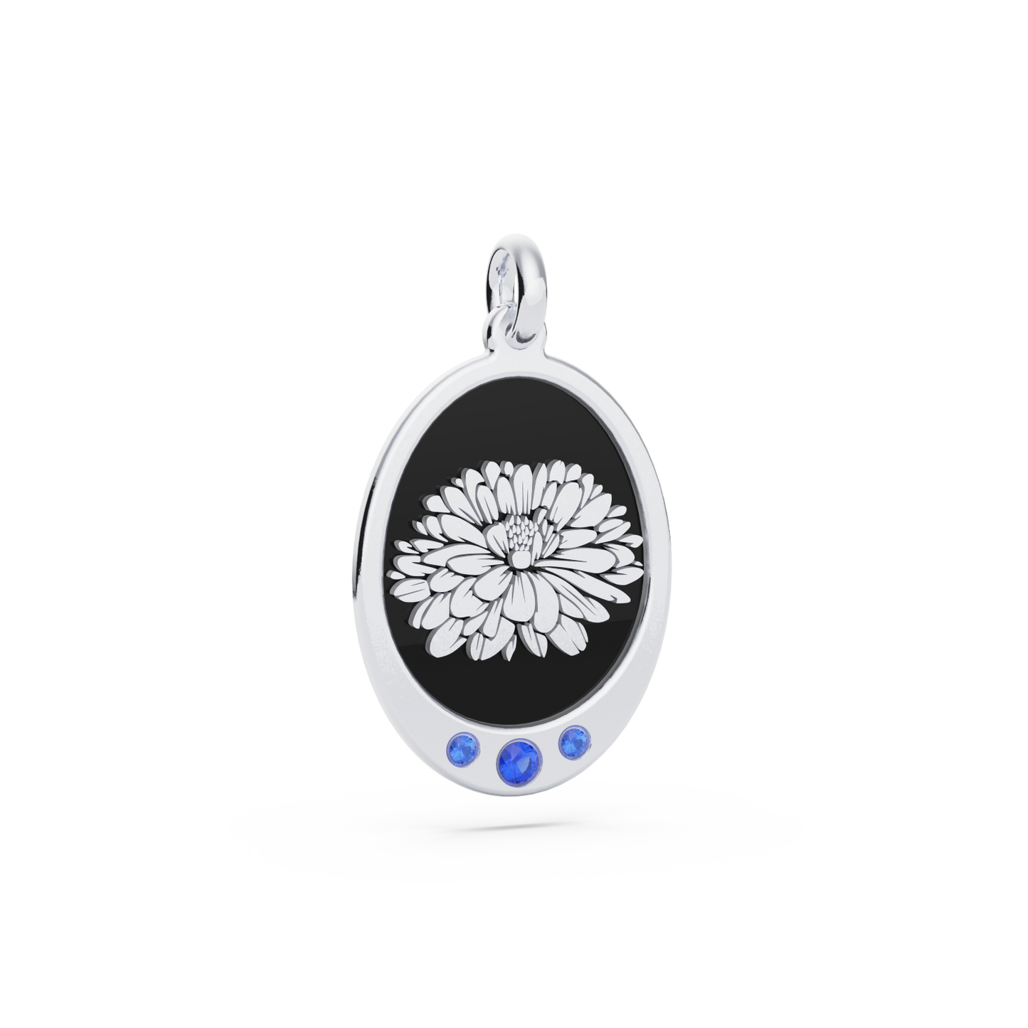 Oval Birth Flower Necklace with Birthstones