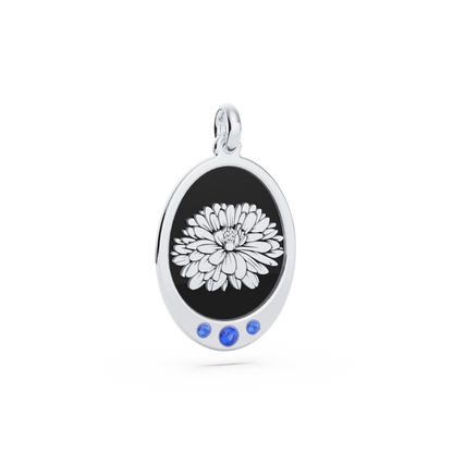 Oval Birth Flower Necklace with Birthstones
