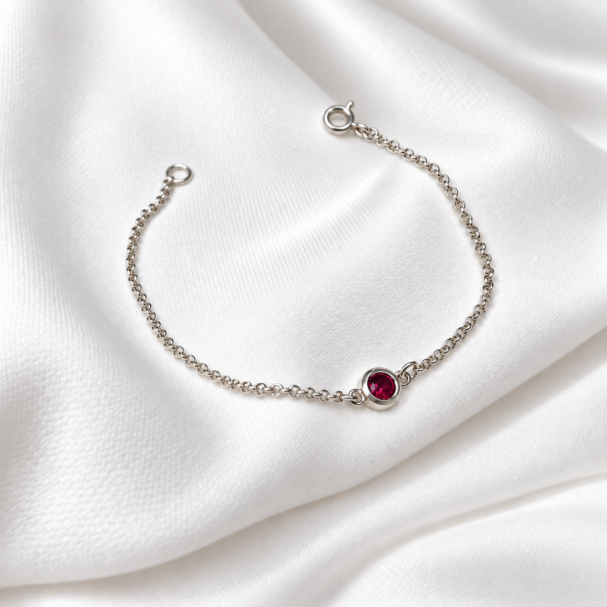 Silver 4mm Birthstone Bracelet